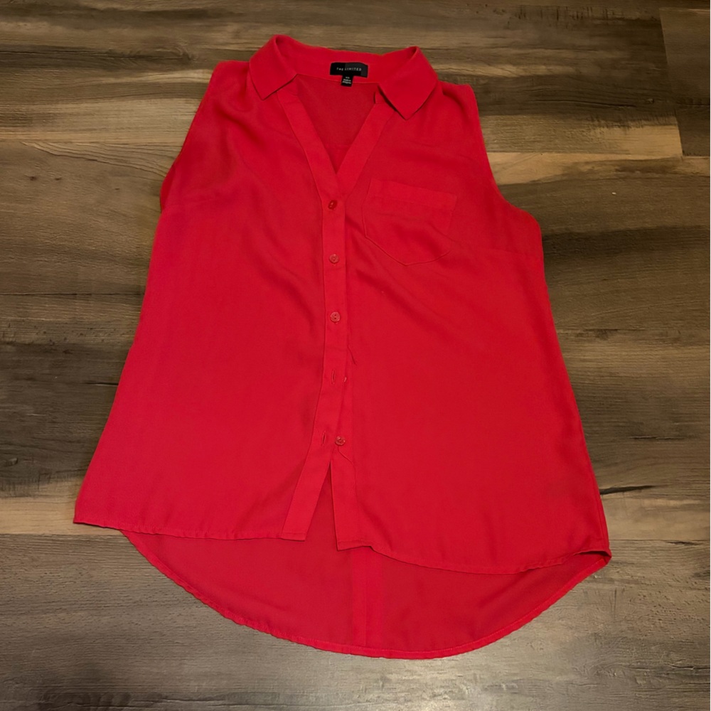 Womens The Limited Bright Red Sleeveless Blouse Size XS